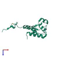 PDB entry 3klu coloured by chain, top view.