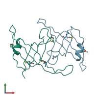 PDB entry 3klw coloured by chain, front view.