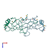 PDB entry 3klw coloured by chain, top view.