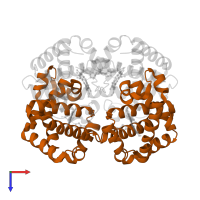 Hemoglobin subunit beta in PDB entry 3kmf, assembly 1, top view.