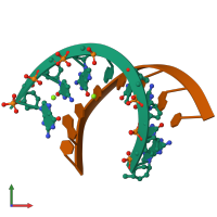 PDB entry 3knc coloured by chain, front view.