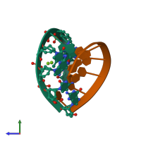 PDB entry 3knc coloured by chain, side view.