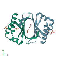 PDB entry 3kng coloured by chain, front view.