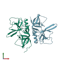 PDB entry 3knq coloured by chain, front view.