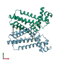PDB entry 3knw coloured by chain, front view.