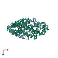 PDB entry 3knw coloured by chain, top view.