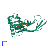 PDB entry 3kny coloured by chain, top view.