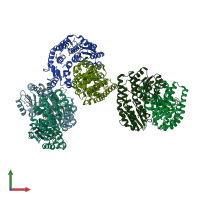 PDB entry 3knz coloured by chain, front view.