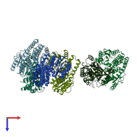 PDB entry 3knz coloured by chain, top view.