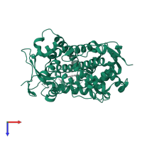 Cytochrome P450 2E1 in PDB entry 3koh, assembly 1, top view.