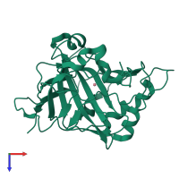 PDB entry 3koi coloured by chain, top view.