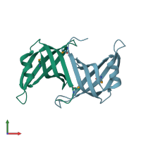 PDB entry 3koj coloured by chain, front view.