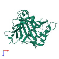 Monomeric assembly 1 of PDB entry 3kon coloured by chemically distinct molecules, top view.