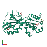 PDB entry 3kot coloured by chain, front view.