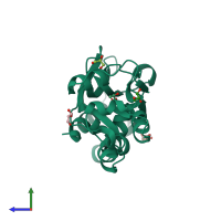 PDB entry 3kot coloured by chain, side view.