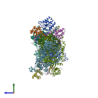 PDB entry 3kow coloured by chain, side view.