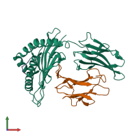 PDB entry 3kpl coloured by chain, front view.