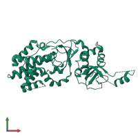 PDB entry 3kq5 coloured by chain, front view.