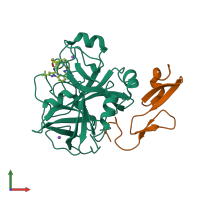 PDB entry 3kqb coloured by chain, front view.