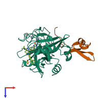 PDB entry 3kqc coloured by chain, top view.