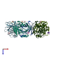 PDB entry 3kqr coloured by chain, top view.
