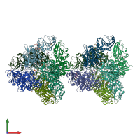 PDB entry 3kqz coloured by chain, front view.