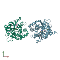 PDB entry 3kr0 coloured by chain, front view.