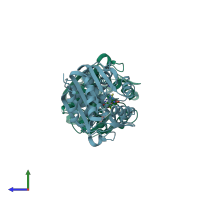 PDB entry 3kr2 coloured by chain, side view.