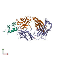 PDB entry 3kr3 coloured by chain, front view.