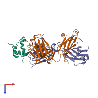 PDB entry 3kr3 coloured by chain, top view.