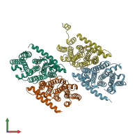 PDB entry 3krc coloured by chain, front view.