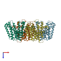 PDB entry 3krc coloured by chain, top view.