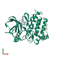 PDB entry 3krj coloured by chain, front view.