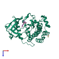 PDB entry 3krj coloured by chain, top view.