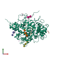 PDB entry 3krq coloured by chain, front view.