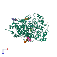 PDB entry 3krq coloured by chain, top view.