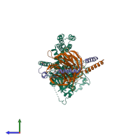 PDB entry 3krx coloured by chain, side view.