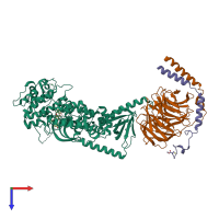 PDB entry 3krx coloured by chain, top view.