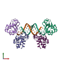 PDB entry 3ks8 coloured by chain, front view.