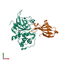 Hetero dimeric assembly 1 of PDB entry 3kse coloured by chemically distinct molecules, front view.