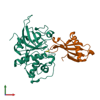 Hetero dimeric assembly 2 of PDB entry 3kse coloured by chemically distinct molecules, front view.