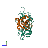 Hetero dimeric assembly 2 of PDB entry 3kse coloured by chemically distinct molecules, side view.