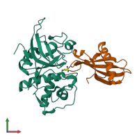Hetero dimeric assembly 3 of PDB entry 3kse coloured by chemically distinct molecules, front view.