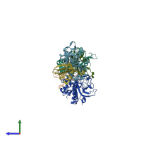 PDB entry 3kse coloured by chain, side view.