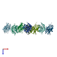 PDB entry 3ksf coloured by chain, top view.