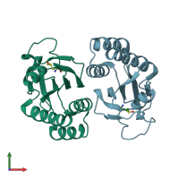 PDB entry 3ksg coloured by chain, front view.