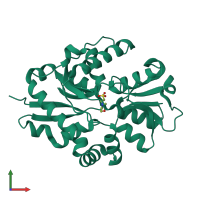 PDB entry 3ksj coloured by chain, front view.