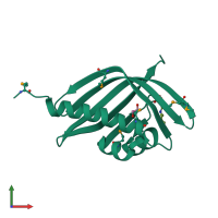 PDB entry 3ksp coloured by chain, front view.