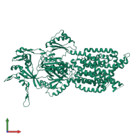 PDB entry 3kss coloured by chain, front view.