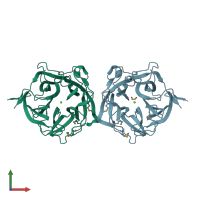 PDB entry 3kst coloured by chain, front view.